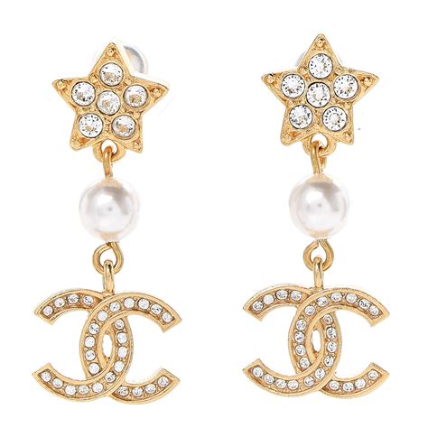 chanel crystal cc star earri|antique Chanel earrings.